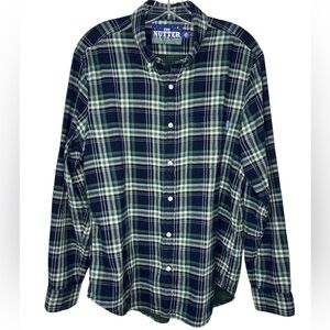 Chubbies The Nutter Long Sleeve Plaid Shirt Navy Blue Green Button Down - Large